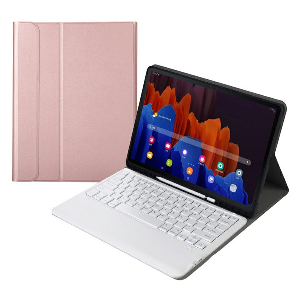 A970B Läderfodral Bluetooth-kompatibelt tangentbord med inbyggd pennplats för Samsung Galaxy Tab S8+ / S7 FE T730 T736 / S7+ 12,4 tum (T970 / T975 2020)