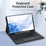 DUX DUCIS 2-i-1 Bluetooth-kompatibelt tastatur Fuld beskyttende læder tablet-standcover til Samsung Galaxy Tab S7/Tab S8