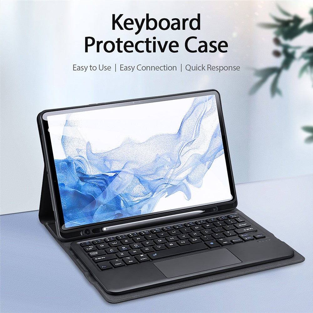 DUX DUCIS 2-i-1 Bluetooth-kompatibelt tastatur Fuld beskyttende læder tablet-standcover til Samsung Galaxy Tab S7/Tab S8