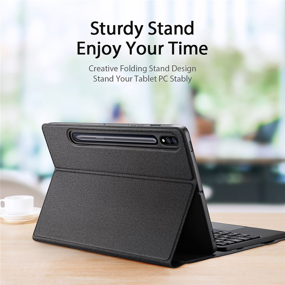 DUX DUCIS 2-i-1 Bluetooth-kompatibelt tastatur Fuld beskyttende læder tablet-standcover til Samsung Galaxy Tab S7/Tab S8