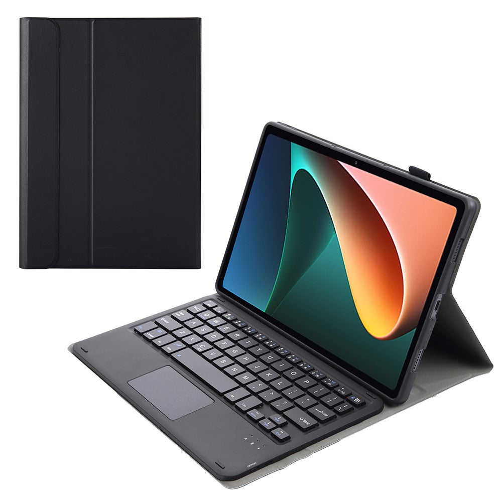 AN05-A for Xiaomi Pad 5 / 5 Pro Touchpad Keyboard Case PU Leather Stand Cover with Detachable Bluetooth-compatible Keyboard