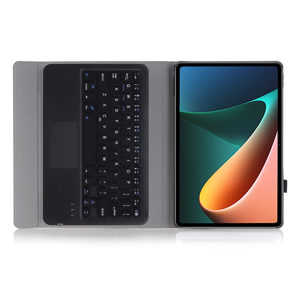 AN05-A for Xiaomi Pad 5 / 5 Pro Touchpad Keyboard Case PU Leather Stand Cover with Detachable Bluetooth-compatible Keyboard