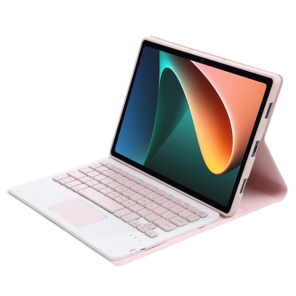 AN05-A for Xiaomi Pad 5 / 5 Pro Touchpad Keyboard Case PU Leather Stand Cover with Detachable Bluetooth-compatible Keyboard
