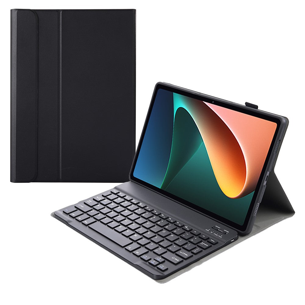 AN05 Ultra-Thin TPU Frame + Leather Stand Case with Bluetooth-compatible Keyboard for Xiaomi Pad 5 / 5 Pro