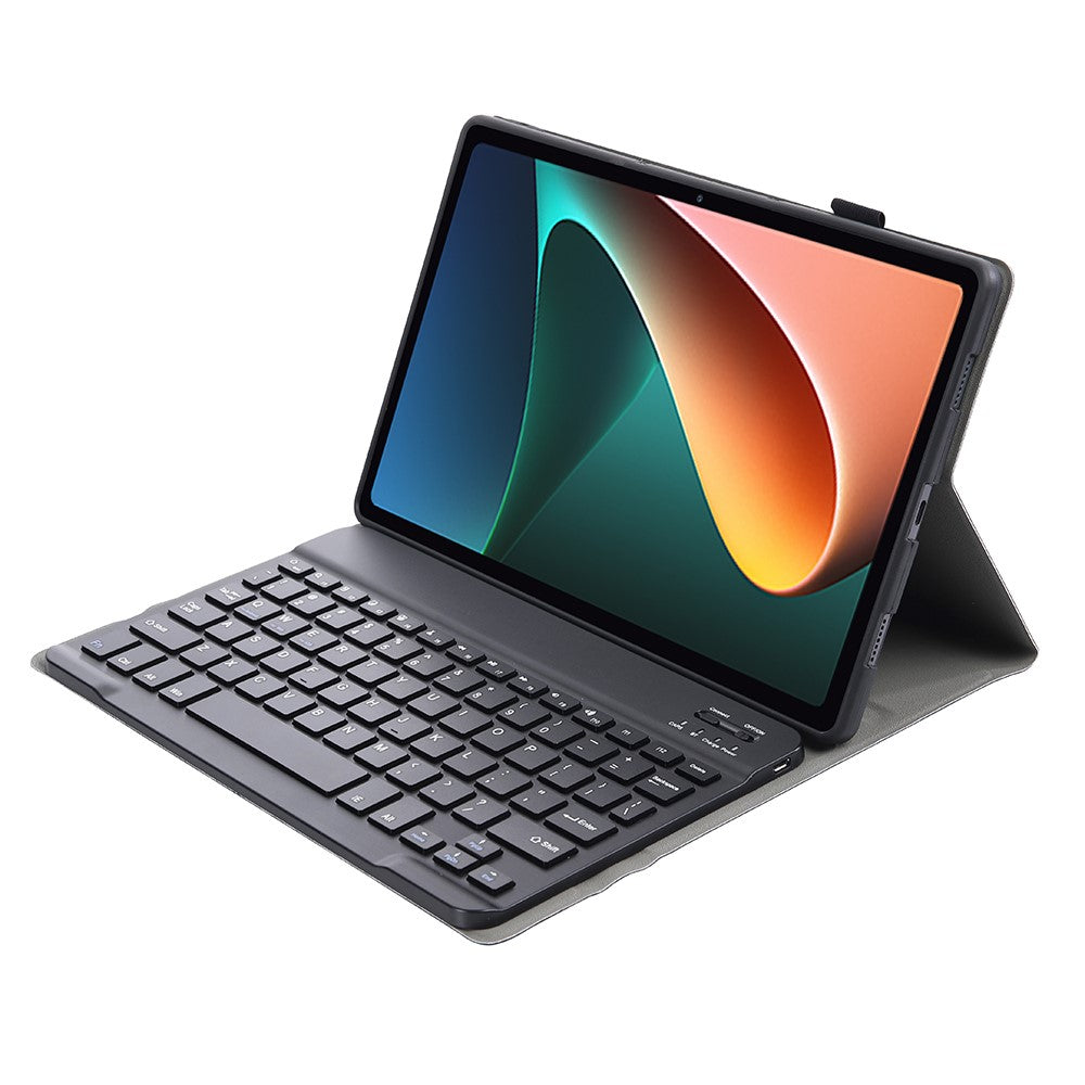 AN05 Ultra-Thin TPU Frame + Leather Stand Case with Bluetooth-compatible Keyboard for Xiaomi Pad 5 / 5 Pro