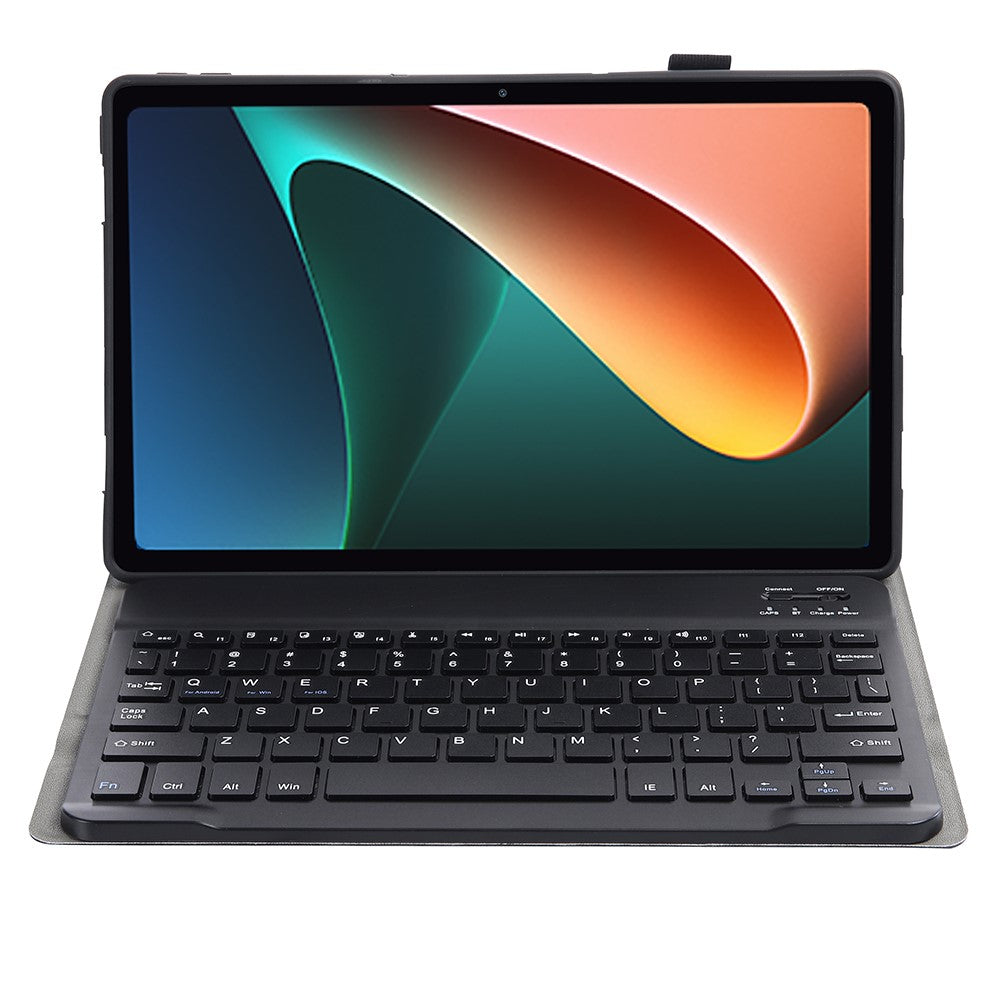 AN05 Ultra-Thin TPU Frame + Leather Stand Case with Bluetooth-compatible Keyboard for Xiaomi Pad 5 / 5 Pro