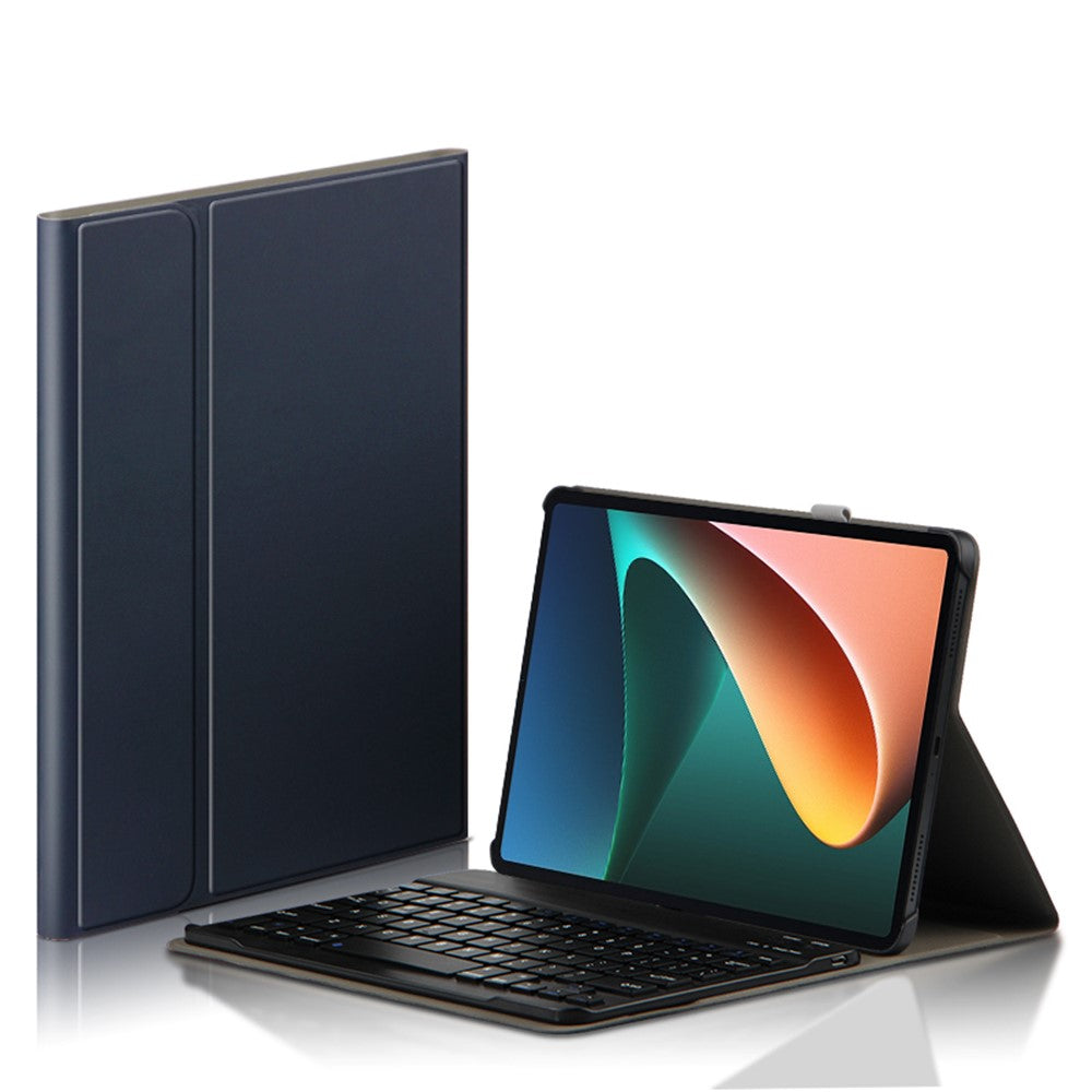 For Xiaomi Pad 5 / 5 Pro Leather Stand Tablet Case with Detachable Magnetic Wireless Keyboard (Without Touchpad)