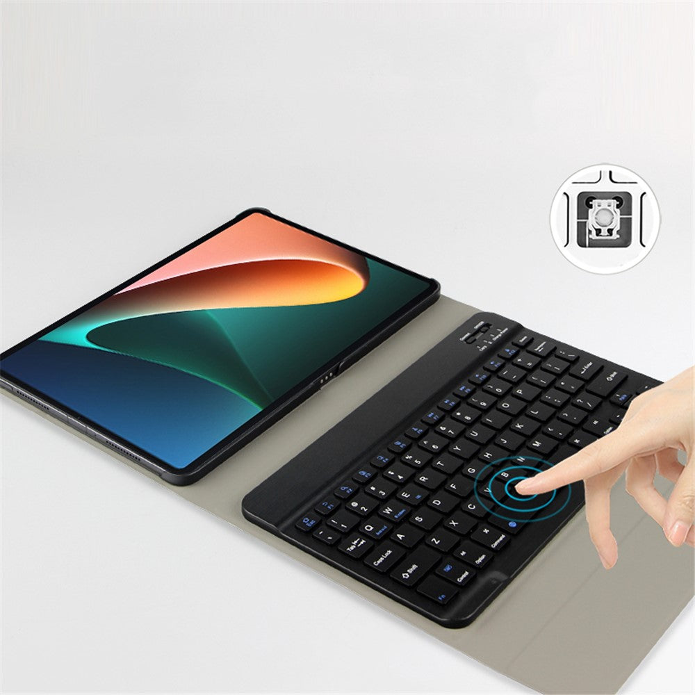For Xiaomi Pad 5 / 5 Pro Leather Stand Tablet Case with Detachable Magnetic Wireless Keyboard (Without Touchpad)