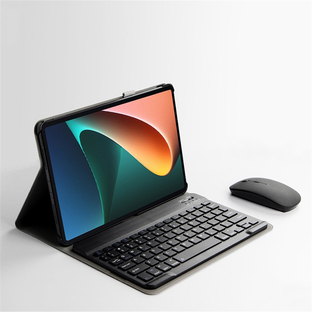 For Xiaomi Pad 5 / 5 Pro Leather Stand Tablet Case with Detachable Magnetic Wireless Keyboard (Without Touchpad)