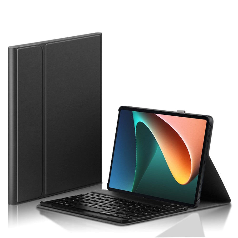 For Xiaomi Pad 5 / 5 Pro Leather Stand Tablet Case with Detachable Magnetic Wireless Keyboard (Without Touchpad)