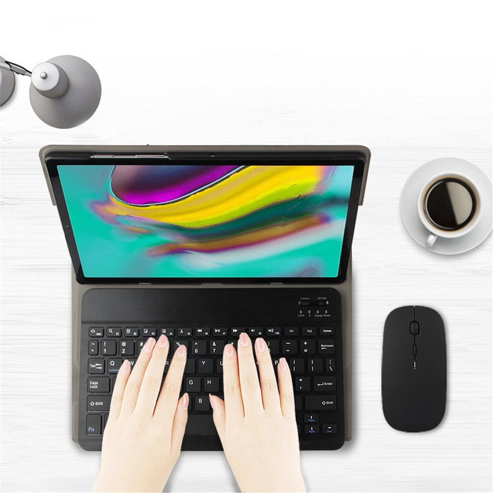Til Samsung Galaxy Tab S5e SM-T720 / T725 læder-stander-tablet-cover med aftageligt magnetisk trådløst tastatur (uden touchpad)