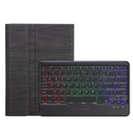 For Microsoft Surface Go/Go 2/Go 3 Three Colors Backlit Bluetooth-compatible 5.0 Keyboard + Wood Texture PU Leather Outer Cover Set Detachable Keyboard Slim Leather Folio Smart Cover