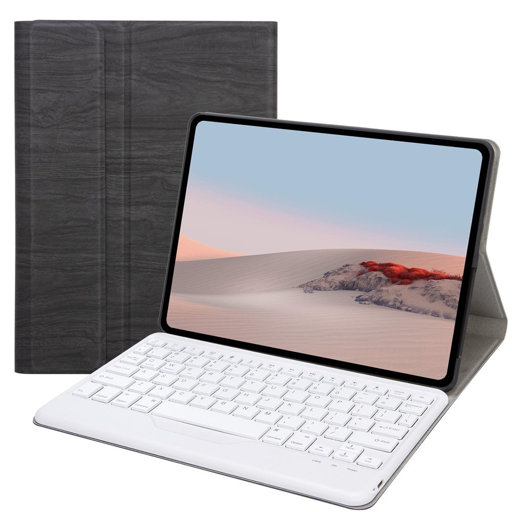 SFGO til Microsoft Surface Go / Go 2 / Go 3 Trætekstur PU-læder ydre cover Bluetooth-kompatibelt tastatursæt med TPU indvendigt bumper-etui