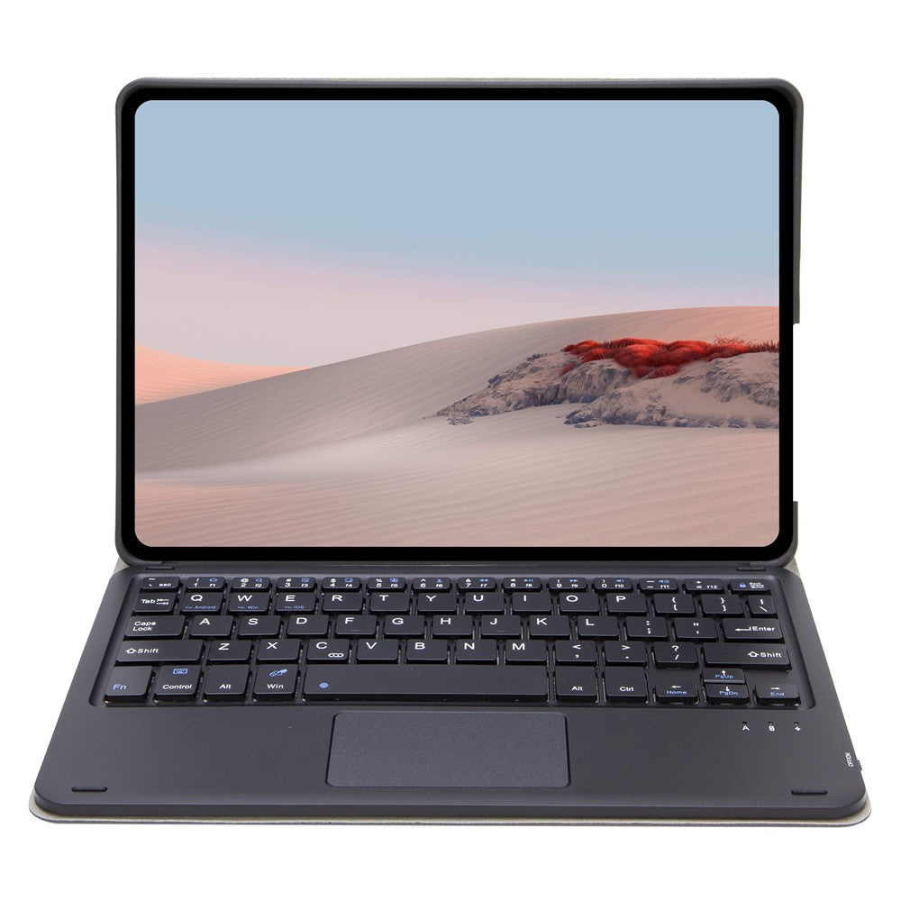 SFGO-A til Microsoft Surface Go / Go 2 / Go 3 Touch Mouse Design Bluetooth-kompatibelt tastatursæt med PU-læder ydercover med træstruktur og indvendig bumperkasse i TPU