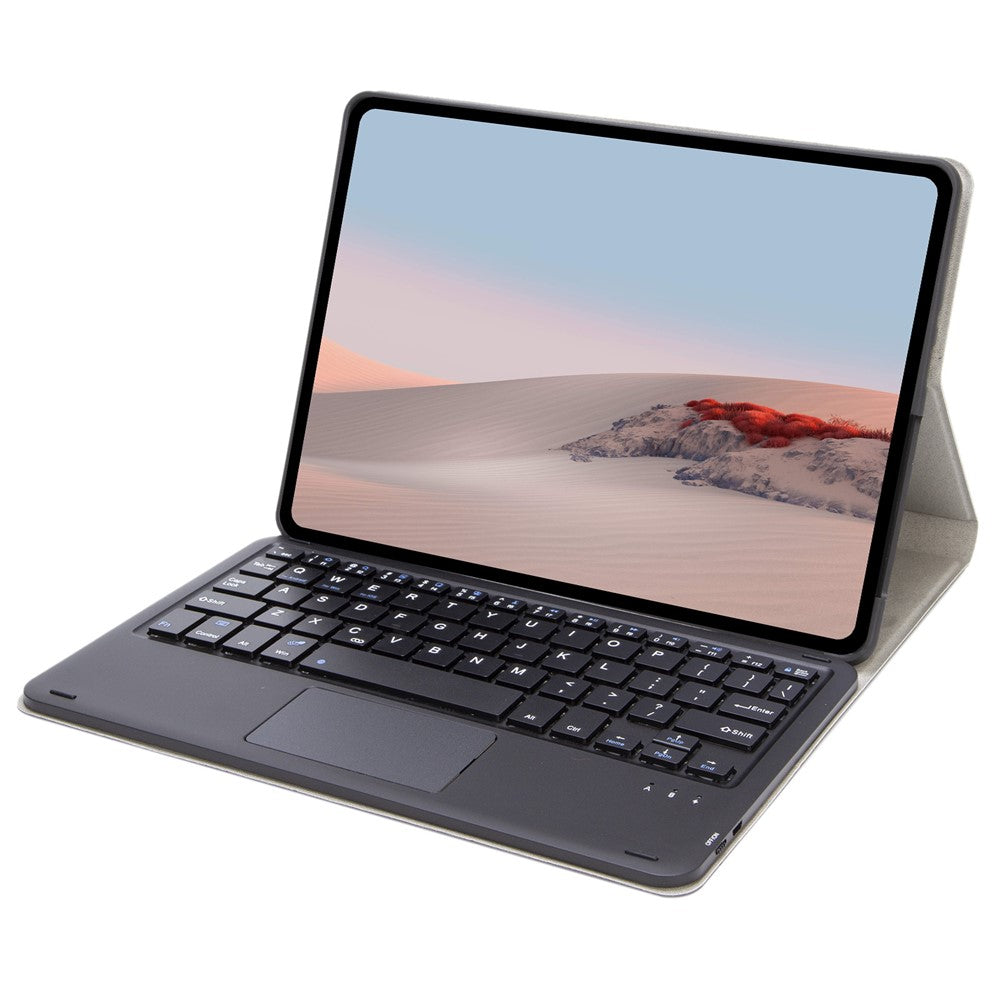 SFGO-A til Microsoft Surface Go / Go 2 / Go 3 Touch Mouse Design Bluetooth-kompatibelt tastatursæt med PU-læder ydercover med træstruktur og indvendig bumperkasse i TPU