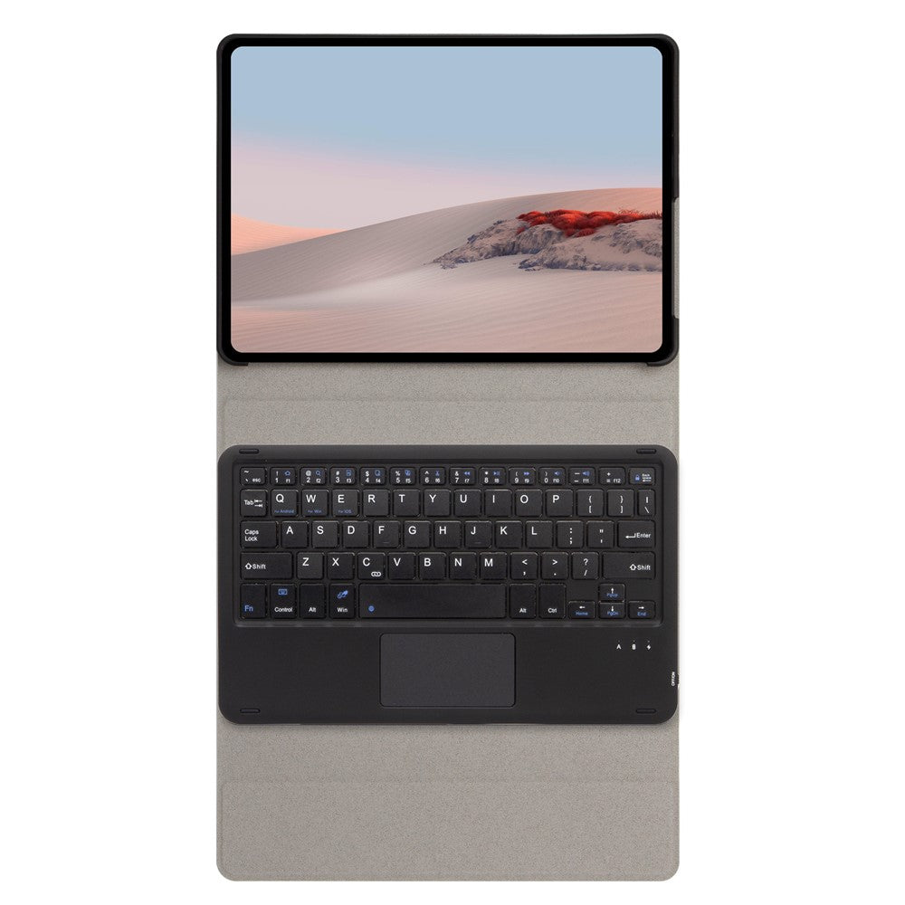 SFGO-A til Microsoft Surface Go / Go 2 / Go 3 Touch Mouse Design Bluetooth-kompatibelt tastatursæt med PU-læder ydercover med træstruktur og indvendig bumperkasse i TPU