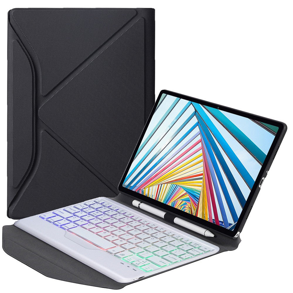 BM20S For Lenovo Tab M10 Plus (3rd Gen) Bluetooth-Compatible Keyboard Leather Protective Case Cover with Triangle Stand Backlight