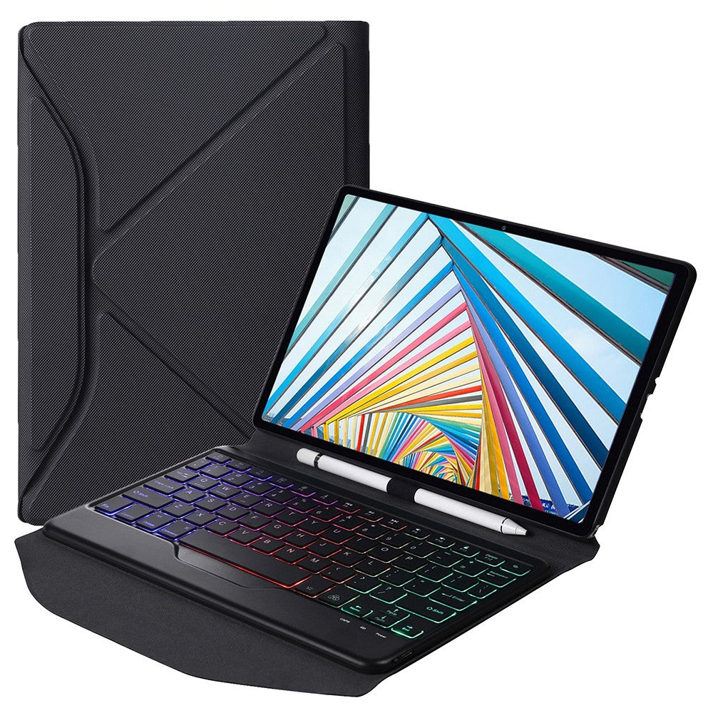 BM20S For Lenovo Tab M10 Plus (3rd Gen) Bluetooth-Compatible Keyboard Leather Protective Case Cover with Triangle Stand Backlight