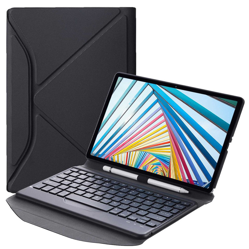 BM20 For Lenovo Tab M10 Plus (3rd Gen) TB-125FU Leather Case Bluetooth-Compatible Keyboard Stand Built-In Pen Slot
