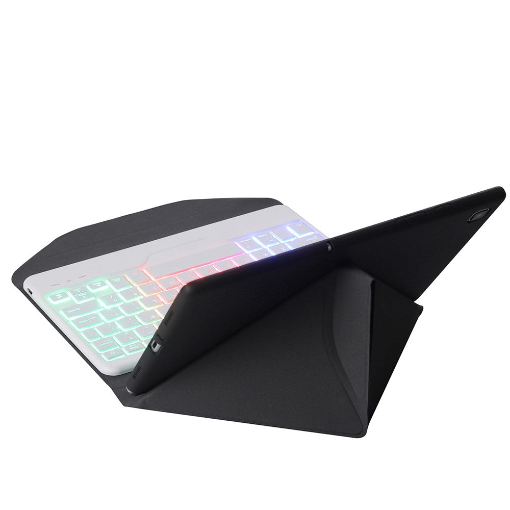 B0N5S For Xiaomi Pad 5/5 Pro Bluetooth-compatible Keyboard Case Backlit Wireless Keyboard Tablet Leather Cover + TPU Back Shell with Triangle Stand