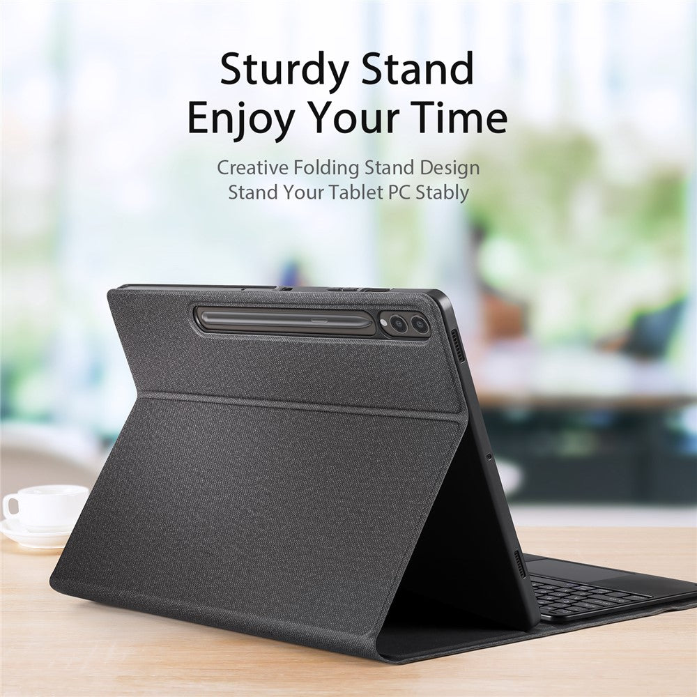 DUX DUCIS For Samsung Galaxy Tab S9+ / S9 FE+ Leather Folio Cover Stand Tablet Case + Detachable Bluetooth-compatible Keyboard with Touchpad