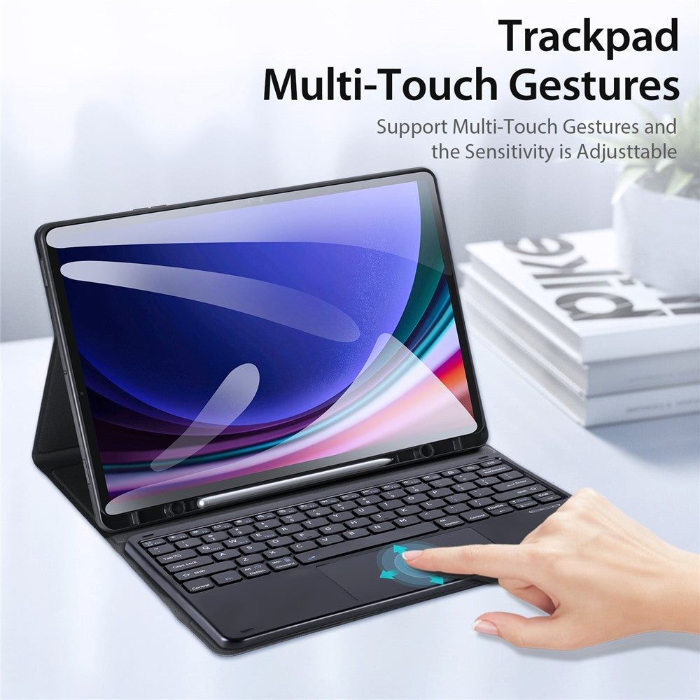 DUX DUCIS For Samsung Galaxy Tab S9+ / S9 FE+ Leather Folio Cover Stand Tablet Case + Detachable Bluetooth-compatible Keyboard with Touchpad
