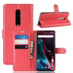 Litchi Texture Wallet Stand Läder Mobilskal till OnePlus 7 Pro