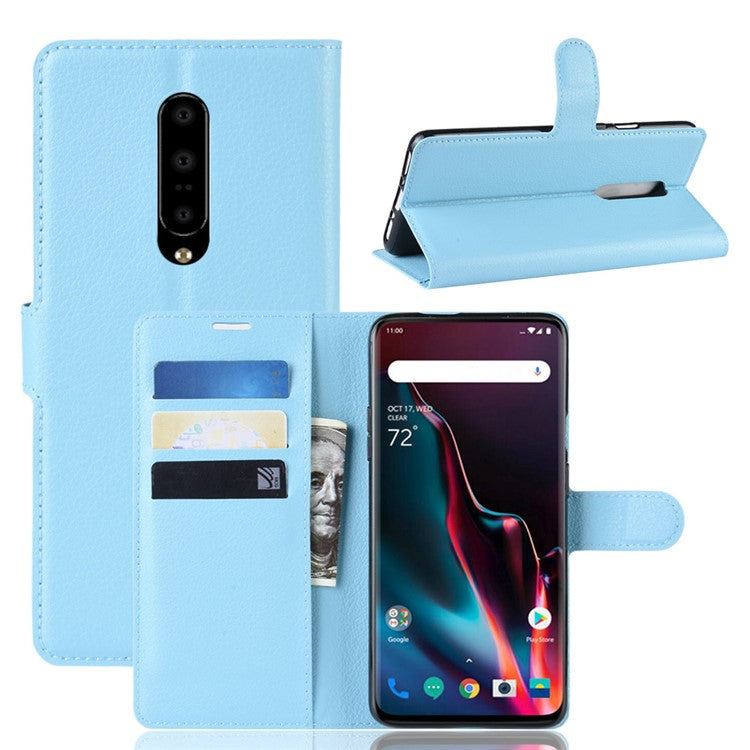 Litchi Texture Wallet Stand Läder Mobilskal till OnePlus 7 Pro