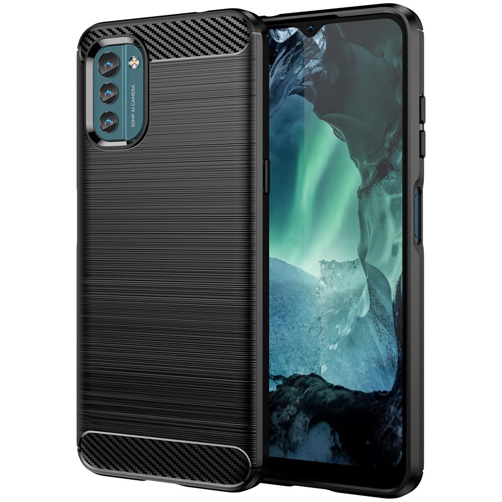 For Nokia G21/G11 Brushed Carbon Fiber Texture TPU Back Case Phone Drop-proof Cover