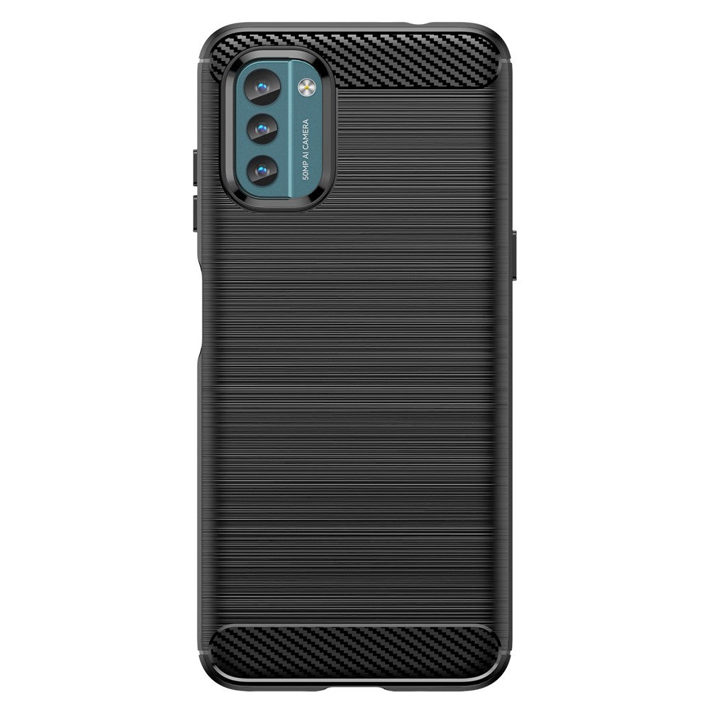 For Nokia G21/G11 Brushed Carbon Fiber Texture TPU Back Case Phone Drop-proof Cover