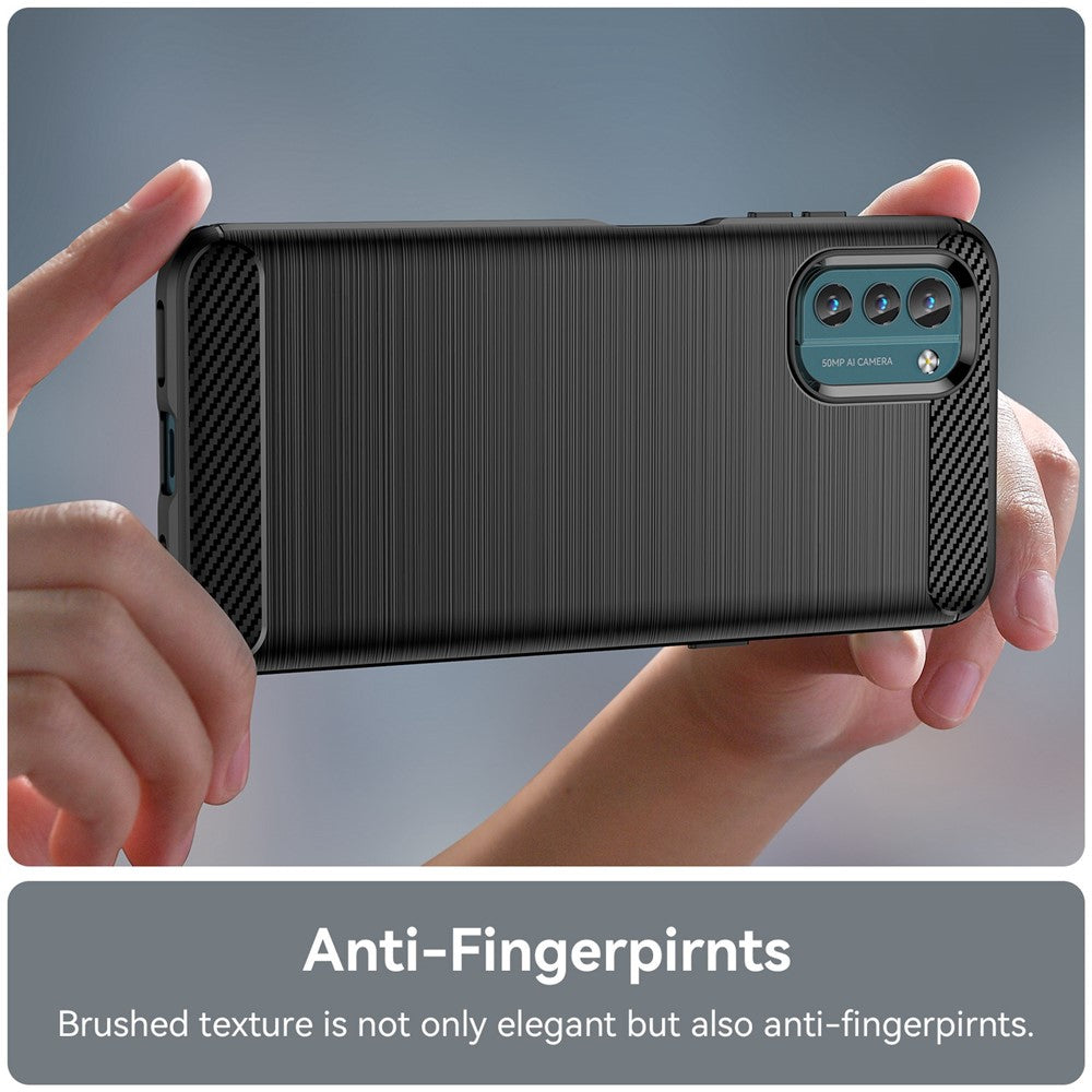 For Nokia G21/G11 Brushed Carbon Fiber Texture TPU Back Case Phone Drop-proof Cover
