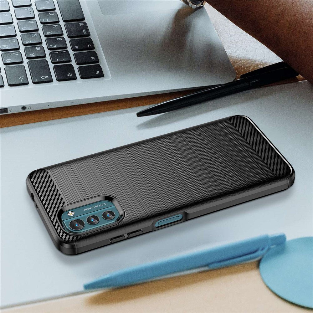 For Nokia G21/G11 Brushed Carbon Fiber Texture TPU Back Case Phone Drop-proof Cover