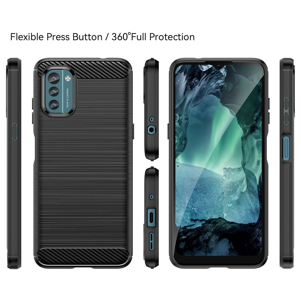 For Nokia G21/G11 Brushed Carbon Fiber Texture TPU Back Case Phone Drop-proof Cover