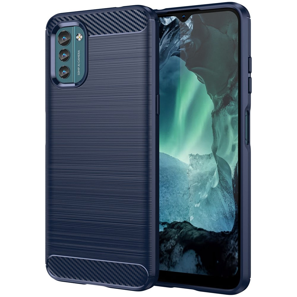 For Nokia G21/G11 Brushed Carbon Fiber Texture TPU Back Case Phone Drop-proof Cover