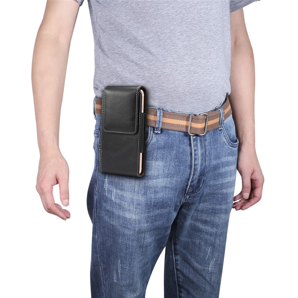 5.5 inch Universal Wear-resistant Leather Belt Clip Phone Pouch Case for iPhone Samsung Huawei Etc.