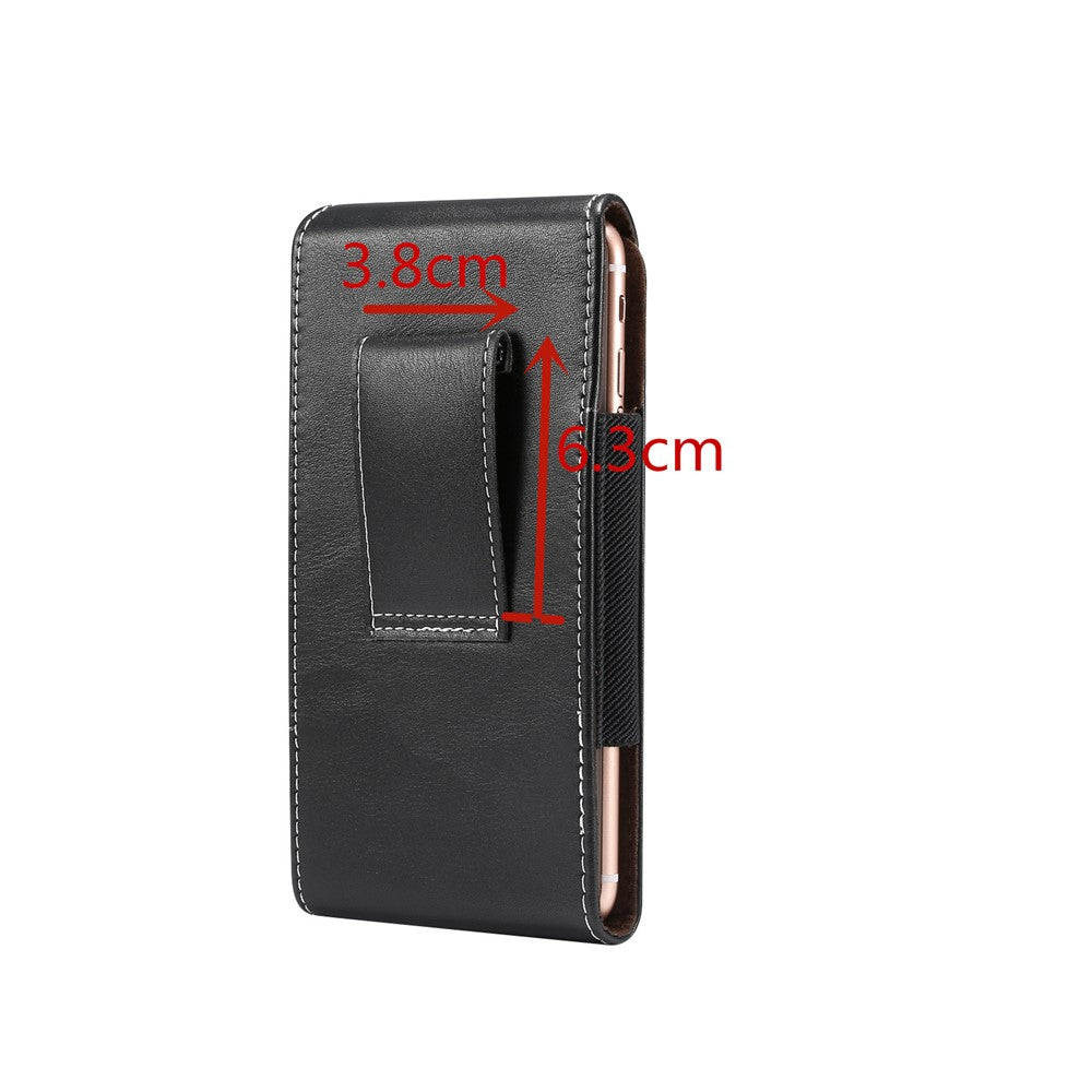 5.5 inch Universal Wear-resistant Leather Belt Clip Phone Pouch Case for iPhone Samsung Huawei Etc.