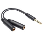 Stereo 6.35mm Extension Audio Cable 1 Male to 2 Female Headphone Headset Splitter 20cm