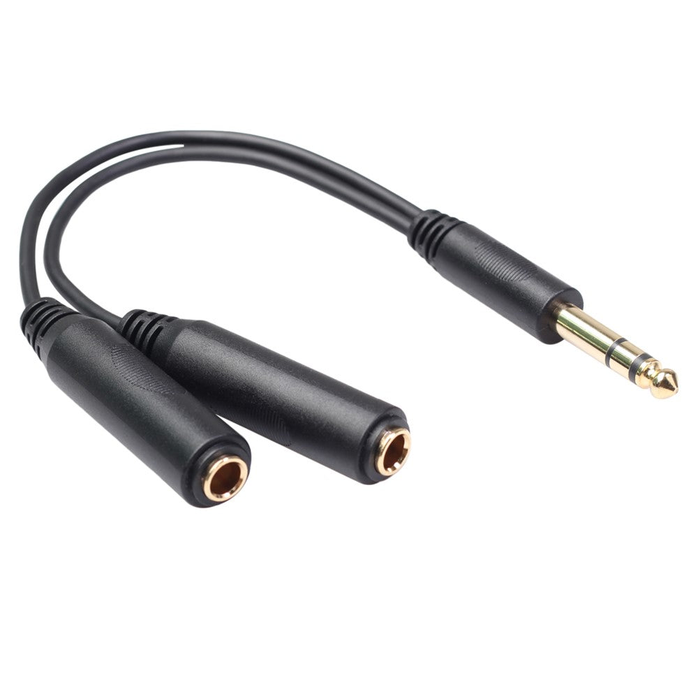 Stereo 6.35mm Extension Audio Cable 1 Male to 2 Female Headphone Headset Splitter 20cm