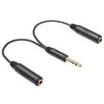 Stereo 6.35mm Extension Audio Cable 1 Male to 2 Female Headphone Headset Splitter 20cm