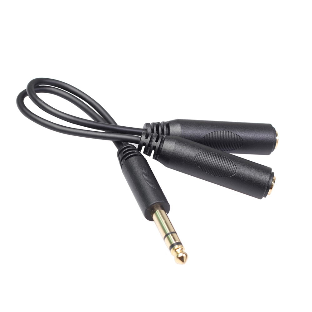 Stereo 6.35mm Extension Audio Cable 1 Male to 2 Female Headphone Headset Splitter 20cm