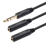Stereo 6.35mm Extension Audio Cable 1 Male to 2 Female Headphone Headset Splitter 20cm