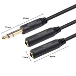Stereo 6.35mm Extension Audio Cable 1 Male to 2 Female Headphone Headset Splitter 20cm