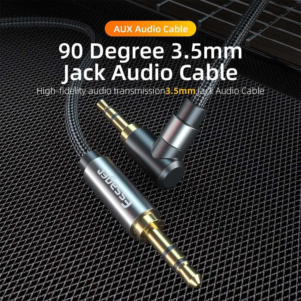 ESSAGER 3.5mm Jack Male to Male Audio AUX Cable for PC Mobile Phone Speaker, 1.5m