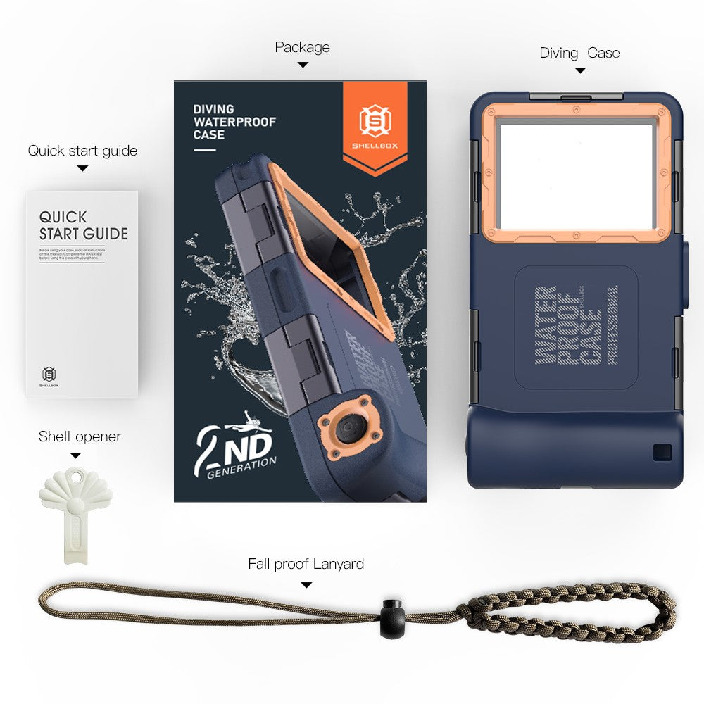 SHELLBOX Diving Case II 15m Underwater Universal Full Body Phone Shell IPX8 Waterproof Cover with Anti-Lost Rope