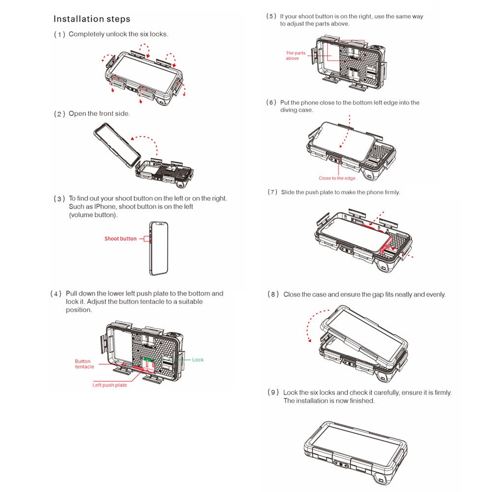 SHELLBOX Diving Case II 15m Underwater Universal Full Body Phone Shell IPX8 Waterproof Cover with Anti-Lost Rope
