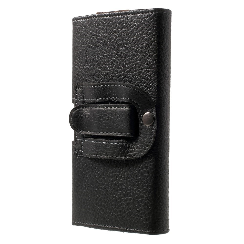 Black for Samsung Galaxy Note 8 / iPhone 8 Plus / 7 Plus Leather Holster Pouch Litchi Texture, Size: 15.8 x 8.5 x 1.8cm