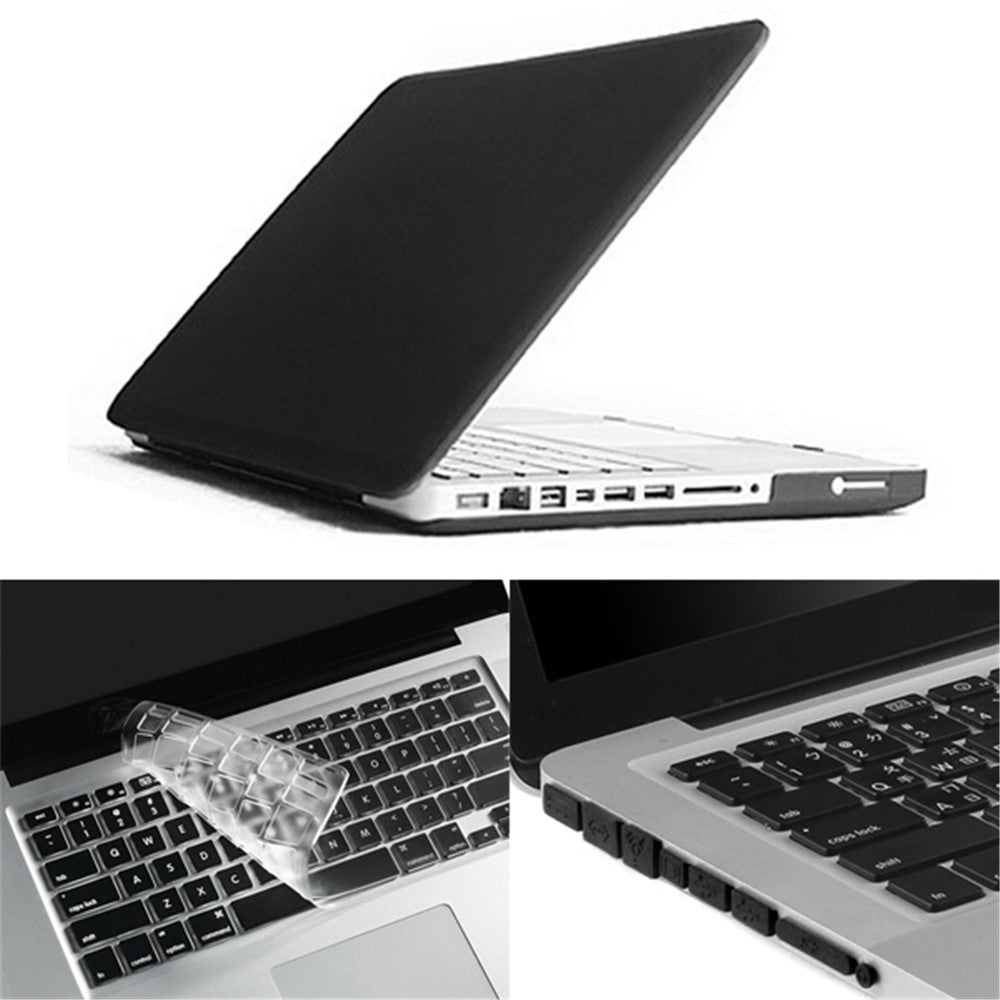 Svart ENKAY HAT PRINCE Matt PC Helkroppsskal + Tangentbordsfilm + Dammskyddande Proppar för MacBook Pro 15.4" A1286