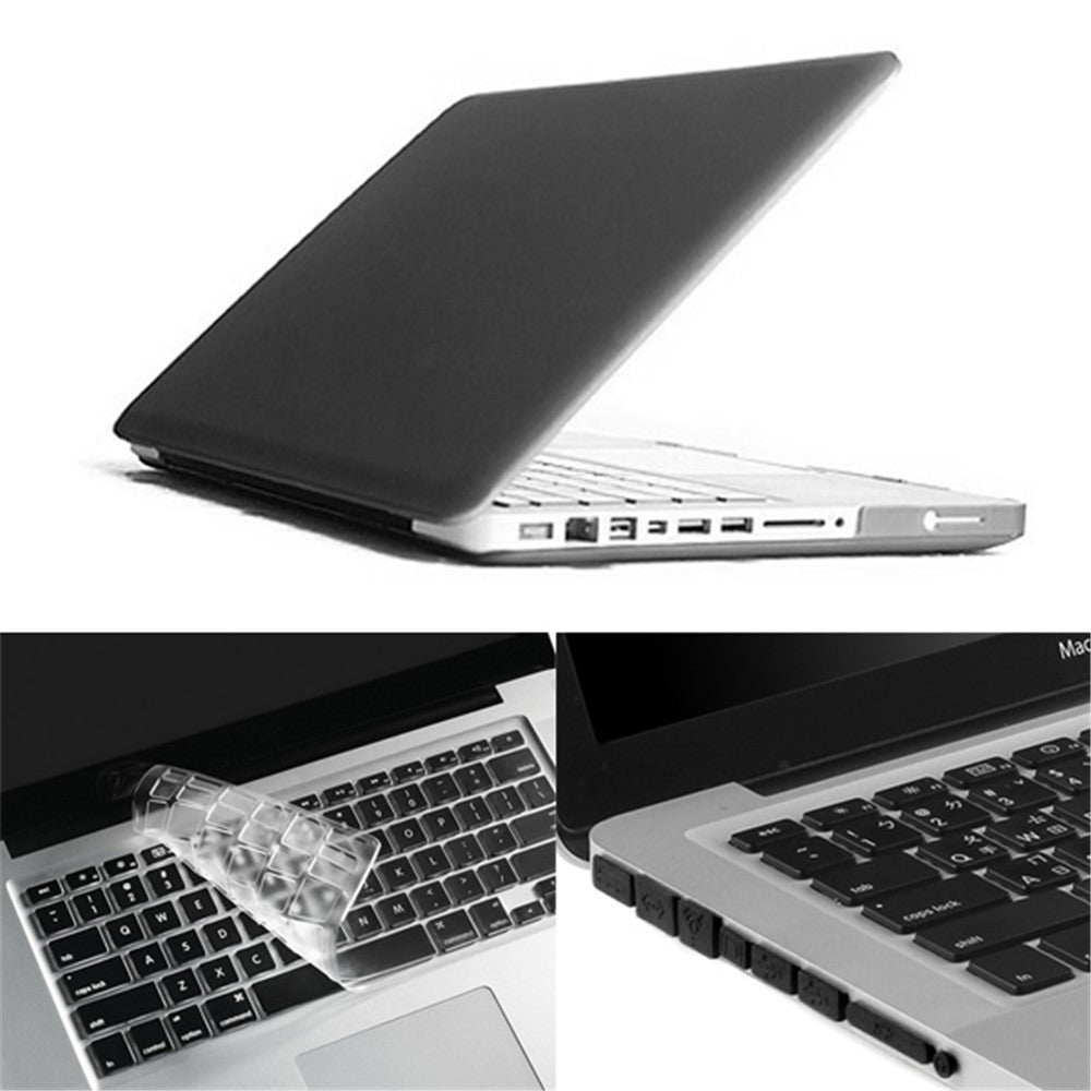 Svart ENKAY HAT PRINCE Matt PC Helkroppsskal + Tangentbordsfilm + Dammskyddande Proppar för MacBook Pro 15.4" A1286