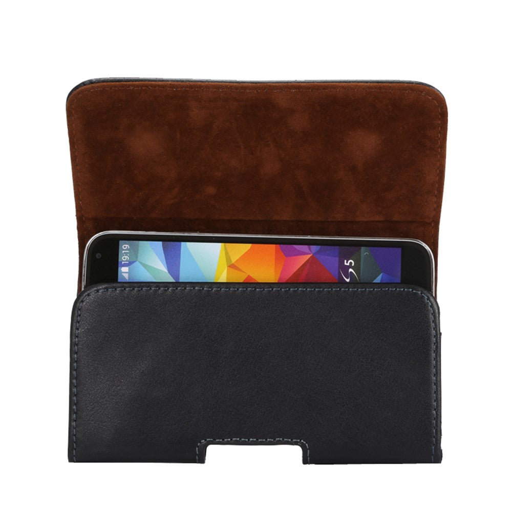 Ægte læder bæltehylster taske til iPhone 11 Pro / X 5,8 tommer / Samsung Galaxy S9 S8 Etc, Størrelse: 14,5 x 7,5 x 1,6 cm