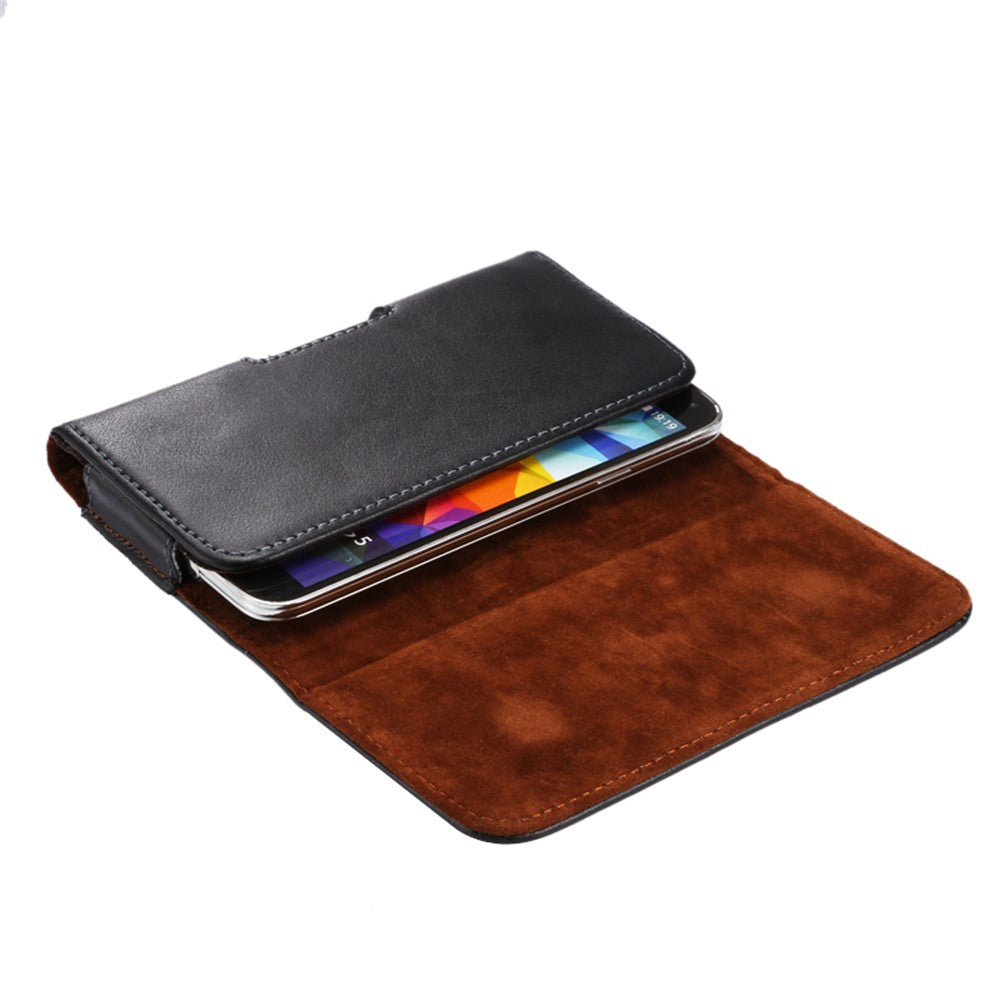 Ægte læder bæltehylster taske til iPhone 11 Pro / X 5,8 tommer / Samsung Galaxy S9 S8 Etc, Størrelse: 14,5 x 7,5 x 1,6 cm